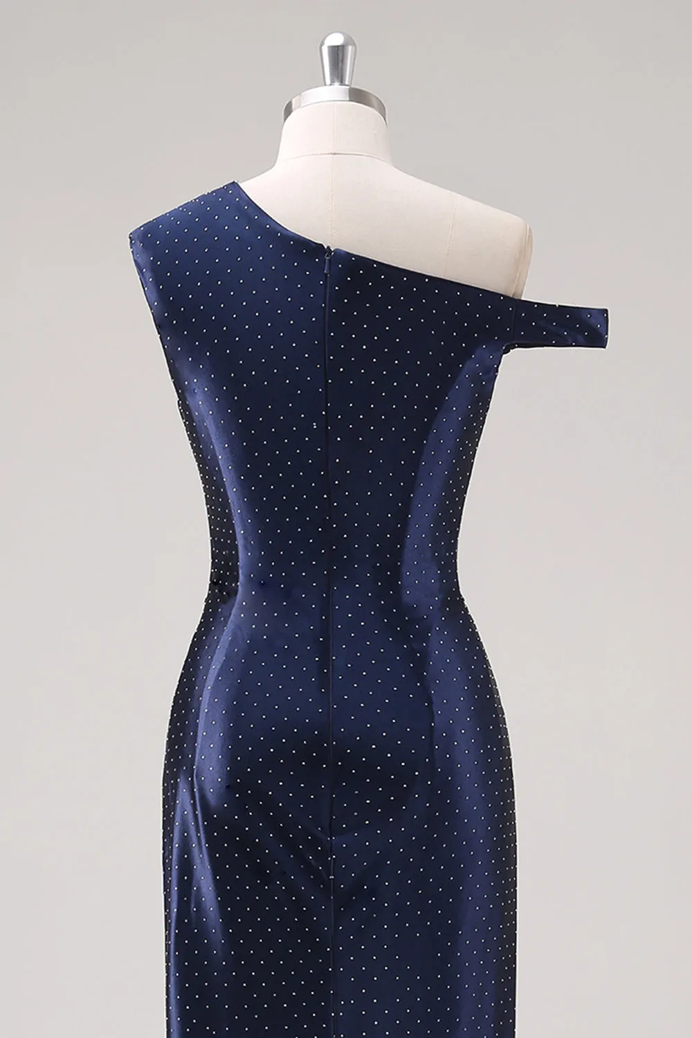 Navy Sheath One Shoulder Beaded Formal Dress sold by Zapaka product image thumbnail 5