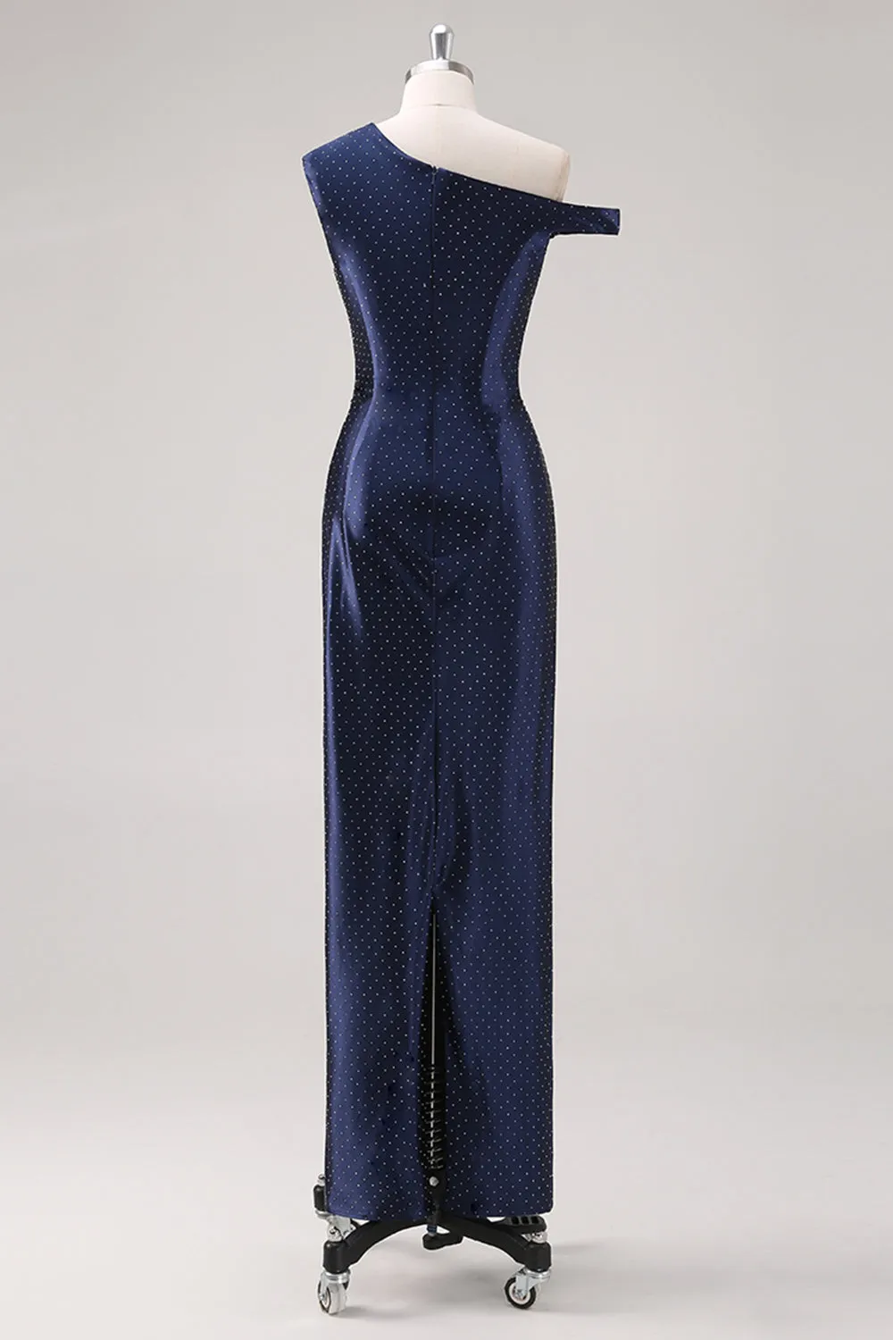 Navy Sheath One Shoulder Beaded Formal Dress sold by Zapaka product image thumbnail 2