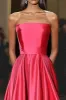 Watermelon A Line Satin Strapless Gala Dress sold by Zapaka