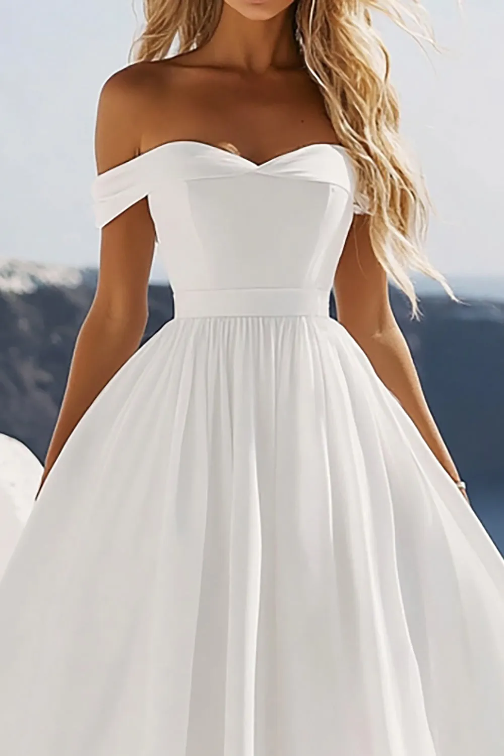 Chiffon White Off the Shoulder A Line Graduation Dress sold by Zapaka product image thumbnail 2