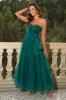 Pine Strapless Tulle Long A Line Ruffles Bridesmaid Dress sold by Zapaka