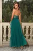 Pine Strapless Tulle Long A Line Ruffles Bridesmaid Dress sold by Zapaka