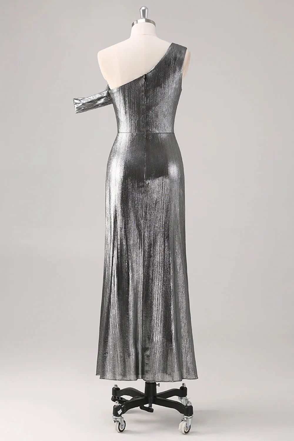 Silver Black Sheath One Shoulder Formal Dress with Slit sold by Zapaka product image thumbnail 2