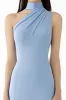 Sheath Light Blue Halter Crepe Long Gala Ball Dress sold by Zapaka