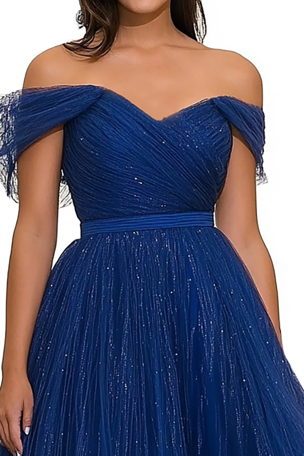 Sparkly Royal Blue Tulle A Line Ruched Gala Dress sold by Zapaka product image thumbnail 2