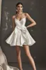 White Spaghetti Straps Satin Graduation Dress With Bows sold by Zapaka
