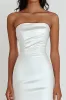 White Strapless Sheath Satin Ruffled Graduation Dress sold by Zapaka