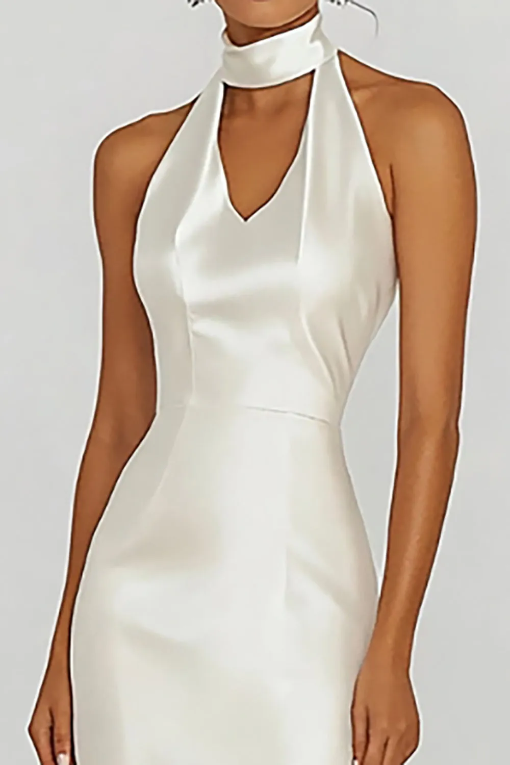 Sleeveless Halter Sheath White Long Graduation Dress sold by Zapaka product image thumbnail 2