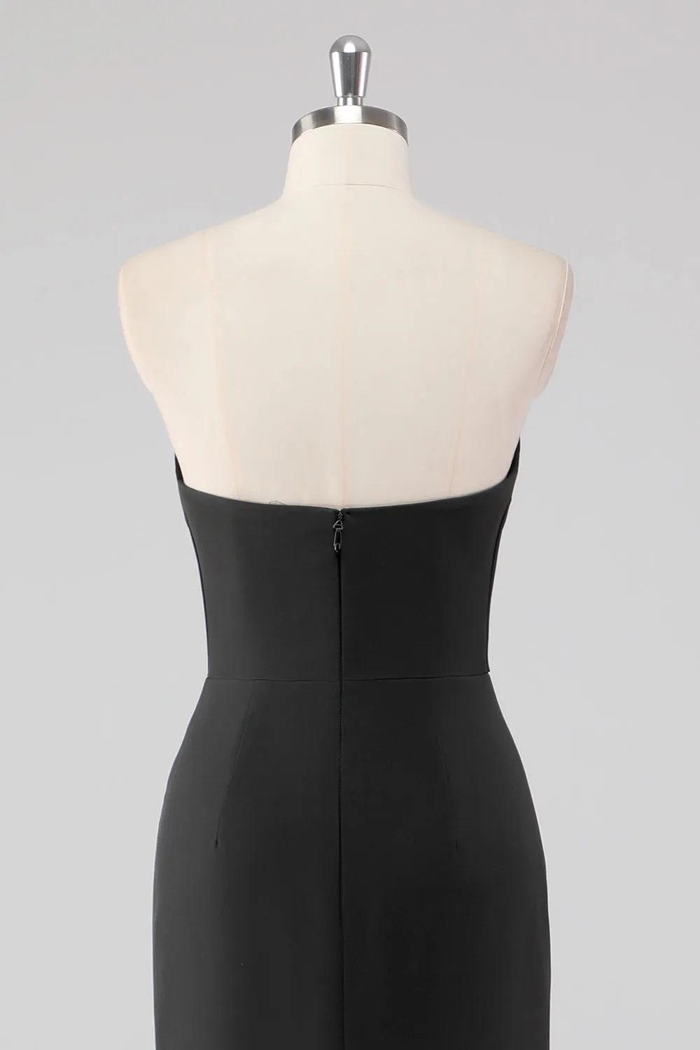 Elegant Black Strapless Bow Detail Mermaid Evening Dress with Slit sold by Zapaka product image thumbnail 5