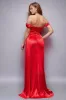 Green Mermaid Off The Shoulder Satin Prom Dress with Slit sold by Zapaka