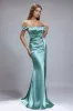 Green Mermaid Off The Shoulder Satin Prom Dress with Slit sold by Zapaka