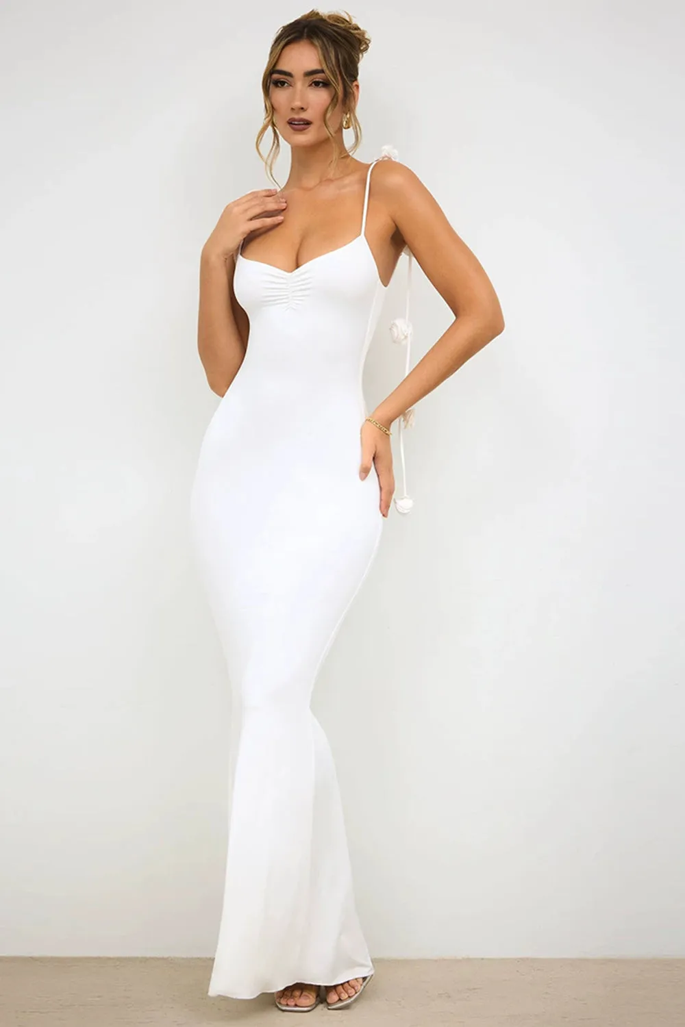 White Mermaid Spaghetti Straps Backless Formal Dress sold by Zapaka product image thumbnail 4