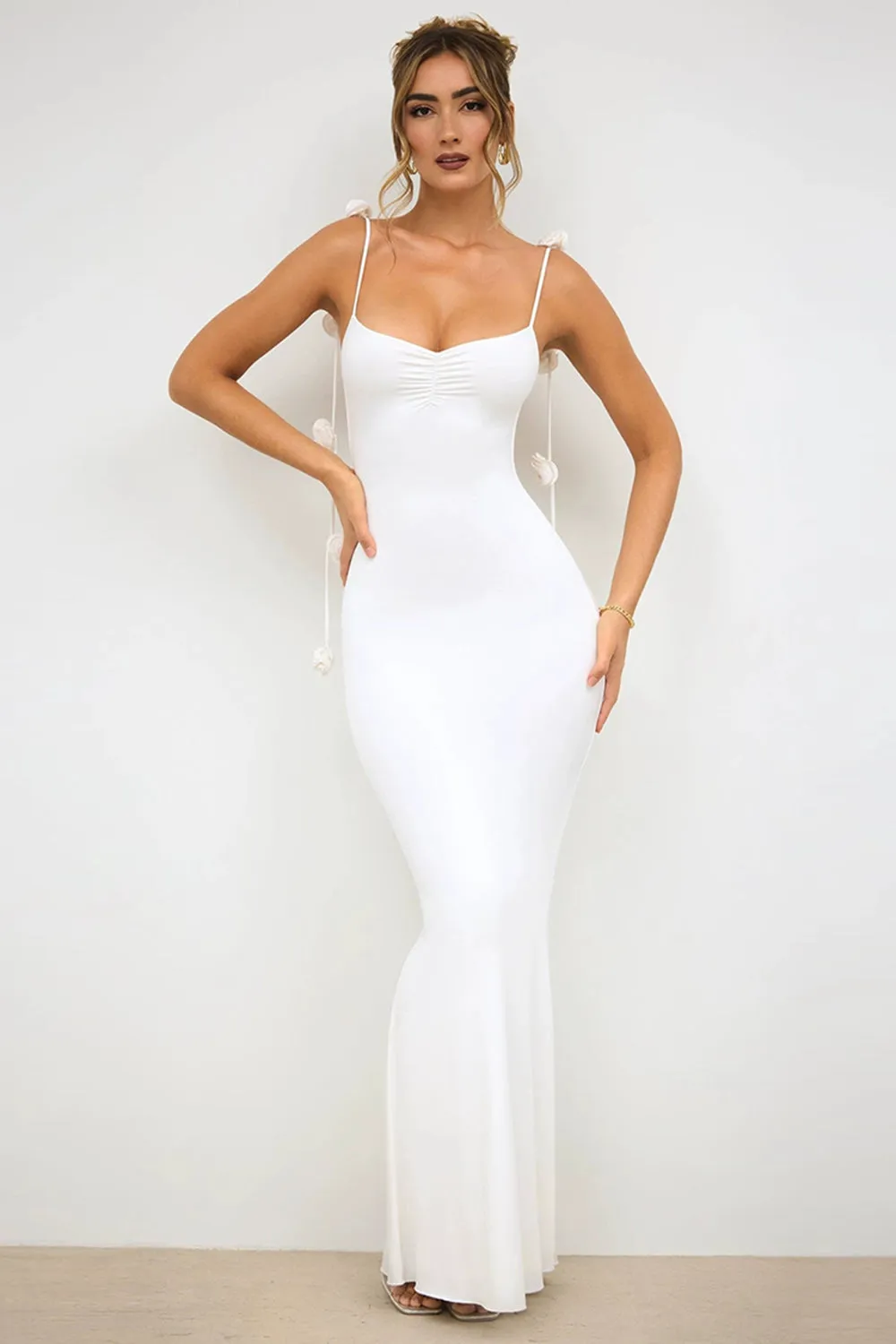 White Mermaid Spaghetti Straps Backless Formal Dress sold by Zapaka