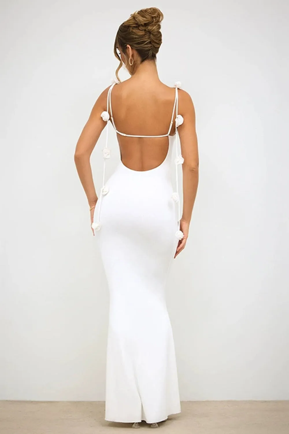 White Mermaid Spaghetti Straps Backless Formal Dress sold by Zapaka product image thumbnail 2