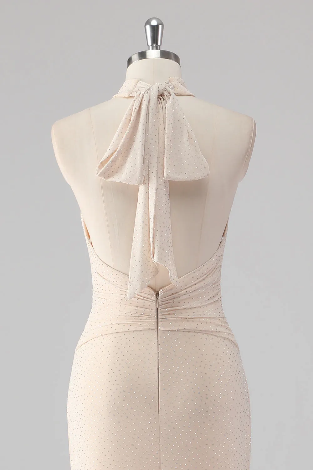 Halter Cream Mermaid Cut Out Long Formal Dress sold by Zapaka product image thumbnail 5