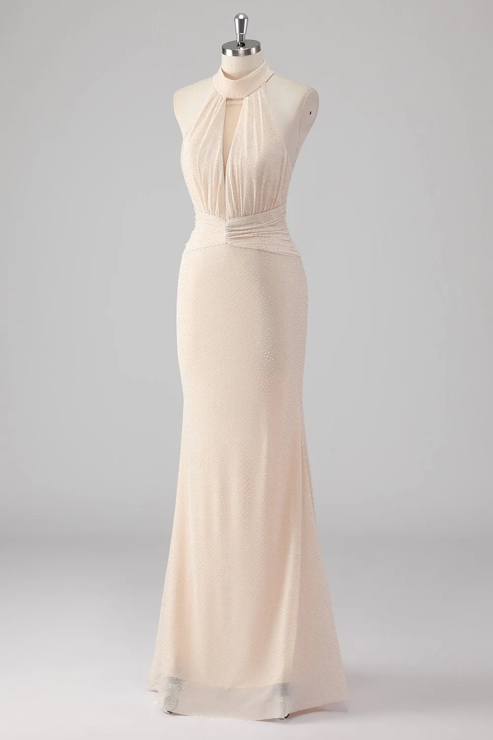 Halter Cream Mermaid Cut Out Long Formal Dress sold by Zapaka product image thumbnail 3