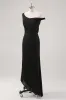 Black Cold Shoulder Sheath Asymmetrical Formal Dress sold by Zapaka