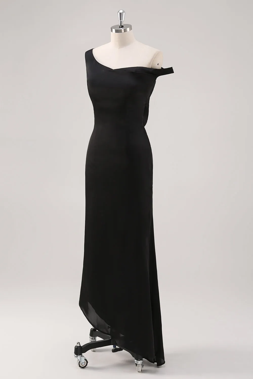Black Cold Shoulder Sheath Asymmetrical Formal Dress sold by Zapaka product image thumbnail 3