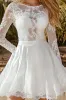 White Appliques Lace Boat Neck A Line Graduation Dress sold by Zapaka