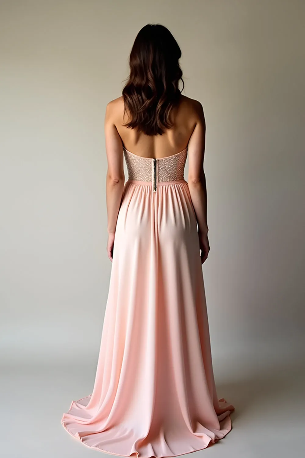 Blush A Line Strapless Pleated Wedding Guest Dress sold by Zapaka product image thumbnail 2