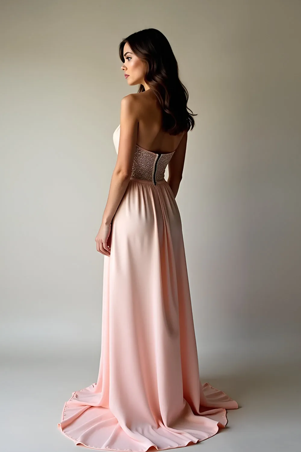 Blush A Line Strapless Pleated Wedding Guest Dress sold by Zapaka product image thumbnail 3