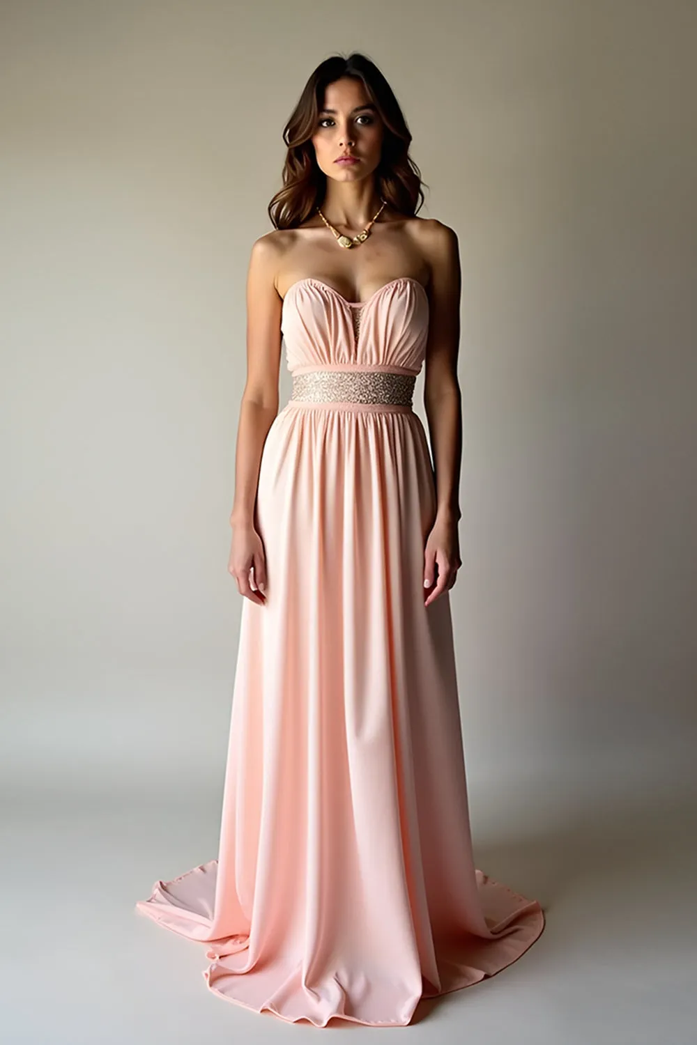 Blush A Line Strapless Pleated Wedding Guest Dress sold by Zapaka