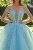 Off the Shoulder Mint Appliqued Ball Gown Tulle Quinceanera Dress sold by Zapaka