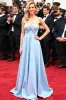 Light Blue A Line Detachable Sleeves Pleated Satin Gala Dress sold by Zapaka