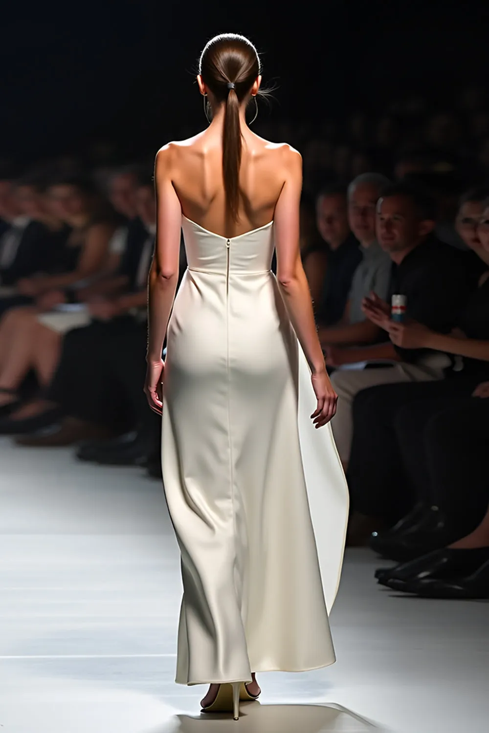 White A Line Strapless Ruched Gala Dress wirh 3D Flower sold by Zapaka product image thumbnail 2