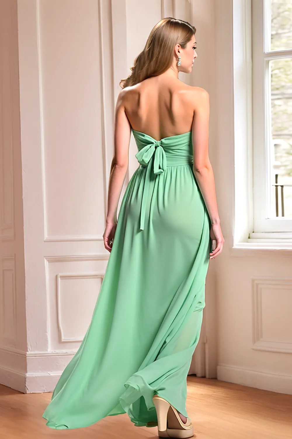 Mint A Line Sweetheart Chiffon Bridesmaid Dress sold by Zapaka product image thumbnail 2