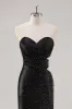 Sparkly Sweetheart Black Sheath Prom Dress with Slit sold by Zapaka
