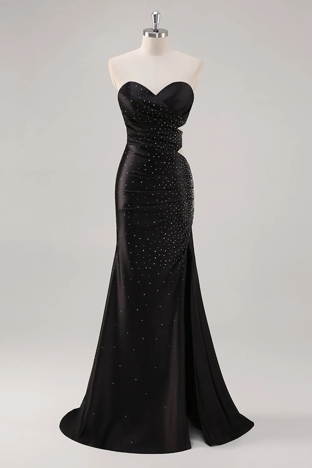 Sparkly Sweetheart Black Sheath Prom Dress with Slit sold by Zapaka