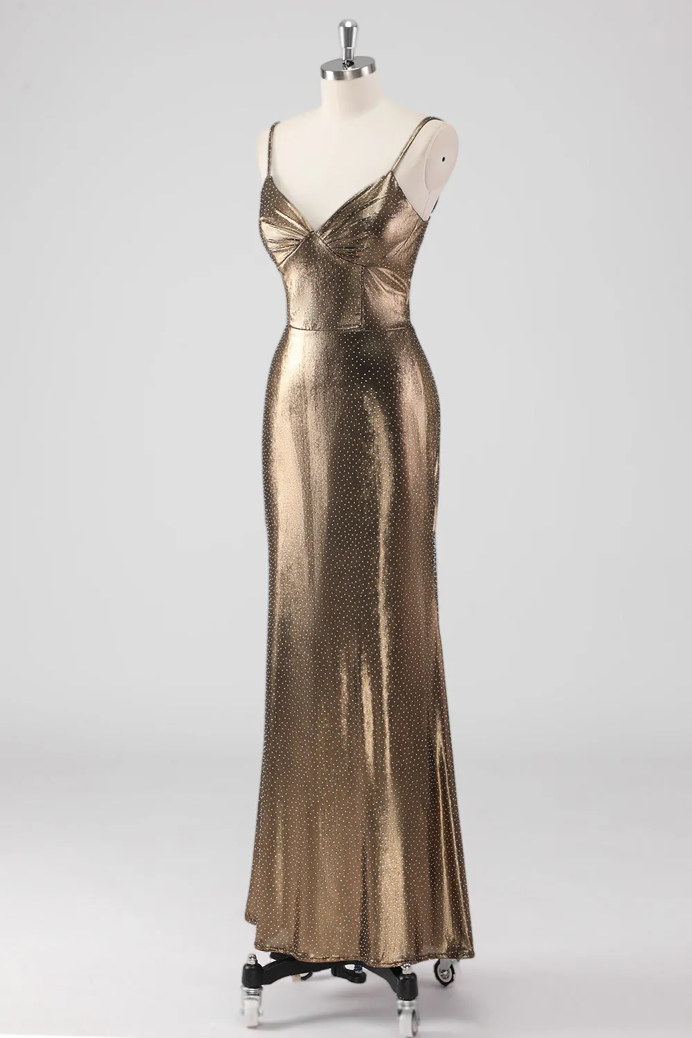 Golden Mermaid Spaghetti Straps Beaded Long Formal Dress sold by Zapaka product image thumbnail 3