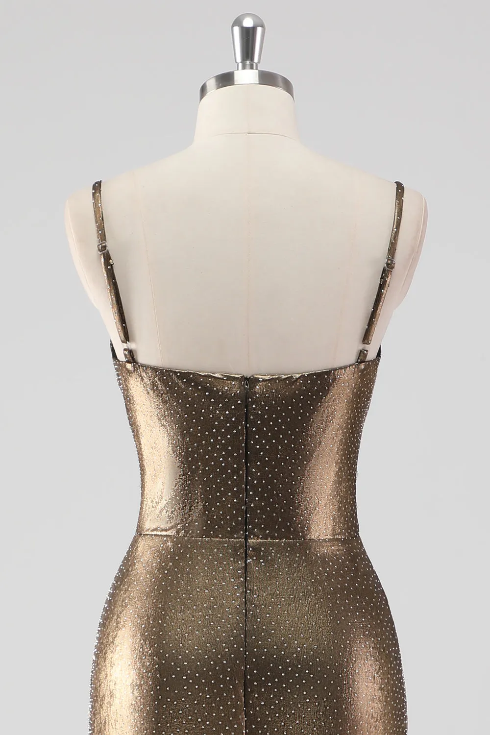 Golden Mermaid Spaghetti Straps Beaded Long Formal Dress sold by Zapaka product image thumbnail 5