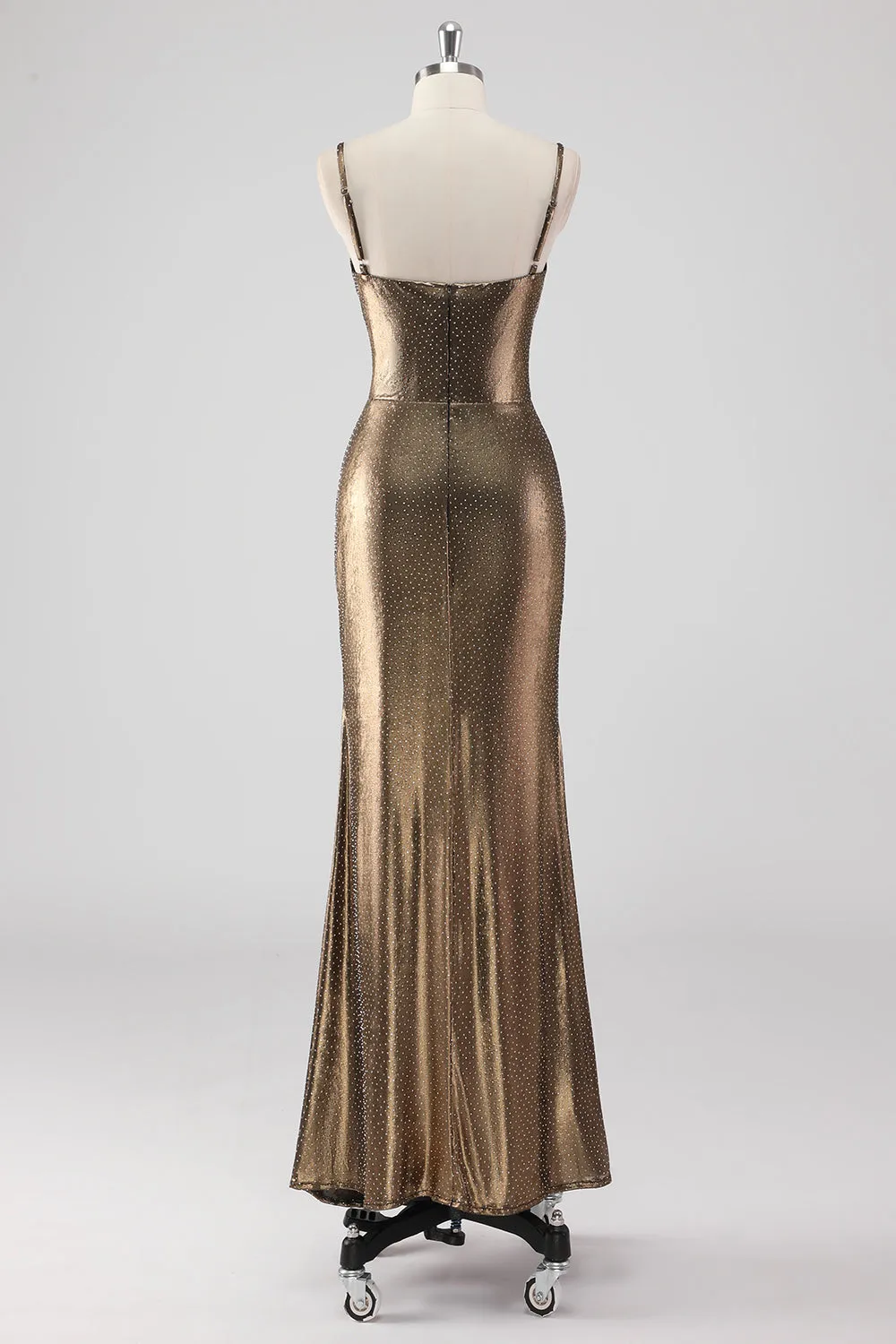 Golden Mermaid Spaghetti Straps Beaded Long Formal Dress sold by Zapaka product image thumbnail 2