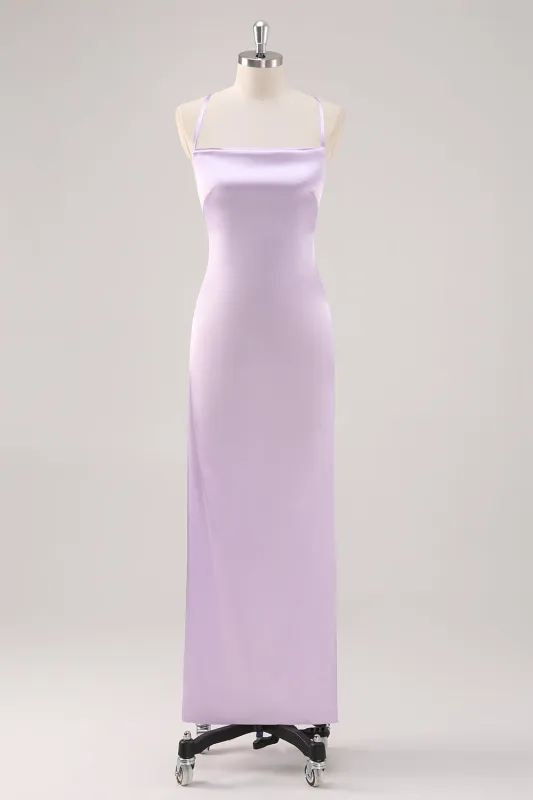 Simple Lilac Sheath Lace-Up Back Formal Dress sold by Zapaka