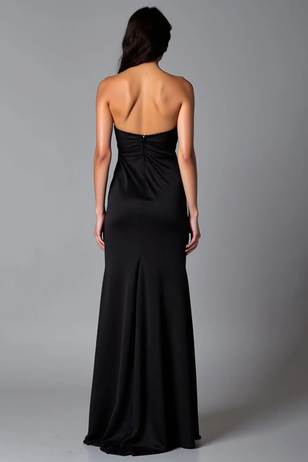 Simple Black Sheath Halter Long Formal Dress with Slit sold by Zapaka product image thumbnail 2