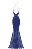 Navy Spaghetti Straps Mermaid Sequins Formal Dress sold by Zapaka