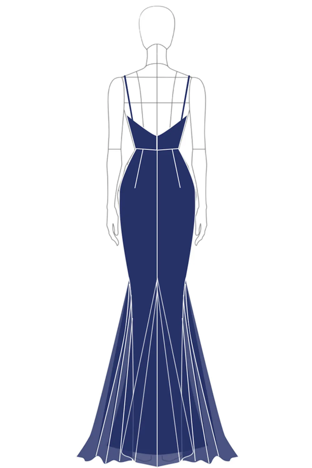 Navy Spaghetti Straps Mermaid Sequins Formal Dress sold by Zapaka product image thumbnail 3