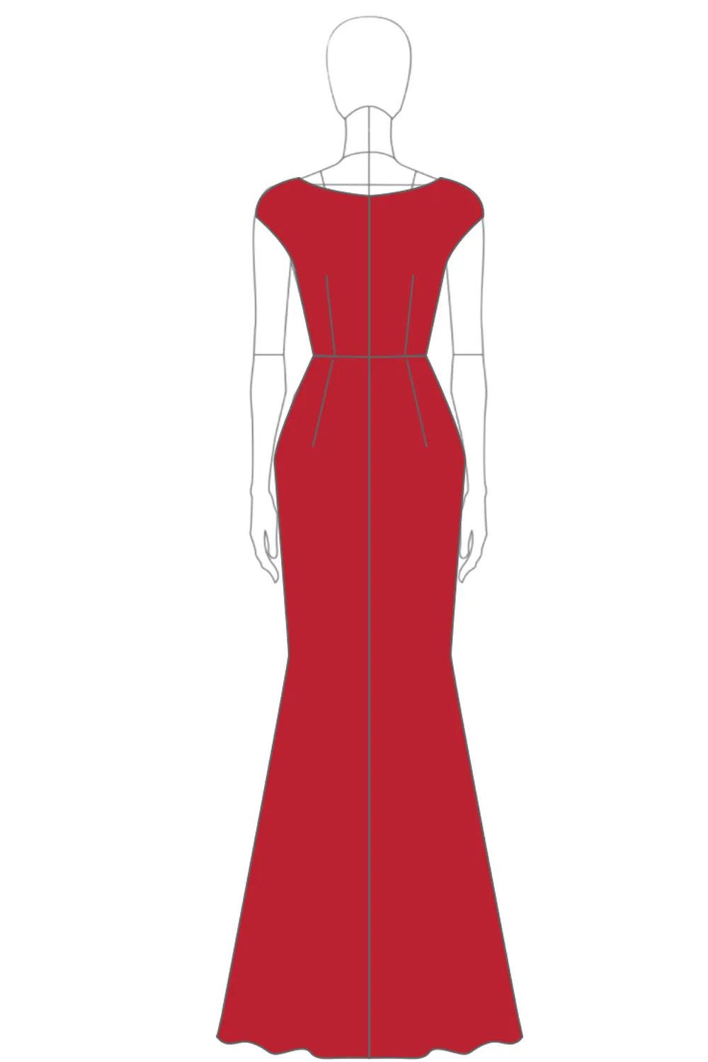 Stretch Satin Red Column Scoop Neck Cap Sleeves Formal Dress sold by Zapaka product image thumbnail 3