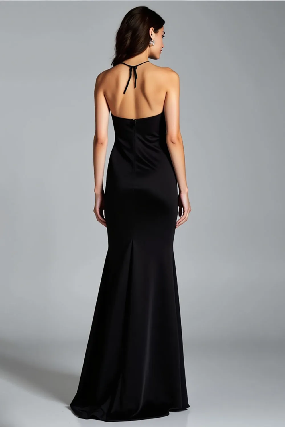 Mermaid Halter Backless Black Dress With Slit sold by Zapaka product image thumbnail 2