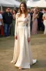 Apricot A Line Round Neck Ruched Gala Dress With Long Sleeves sold by Zapaka