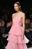 Pink Strapless Tiered A Line Gala Dress with Slit sold by Zapaka
