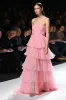 Pink Strapless Tiered A Line Gala Dress with Slit sold by Zapaka
