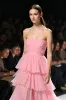 Pink Strapless Tiered A Line Gala Dress with Slit sold by Zapaka