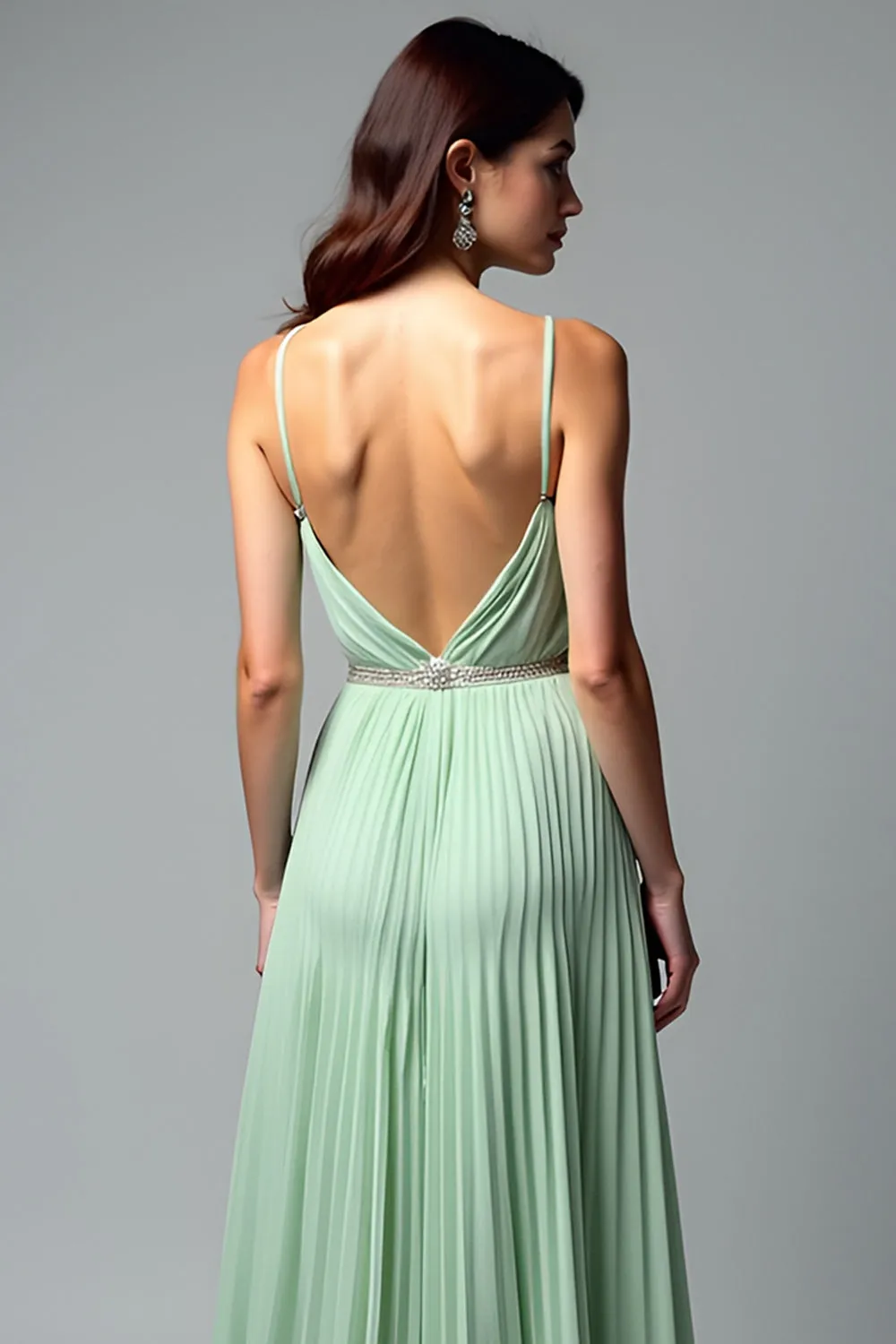 Light Green Ruched A Line Spaghetti Straps Bridesmaid Dress sold by Zapaka product image thumbnail 4