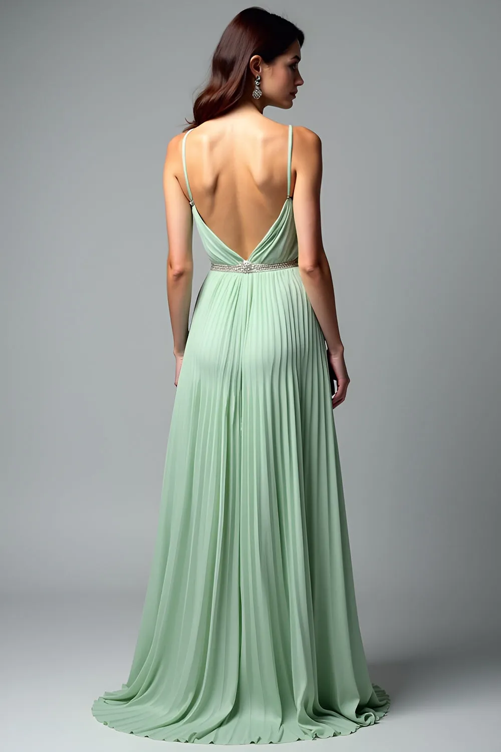 Light Green Ruched A Line Spaghetti Straps Bridesmaid Dress sold by Zapaka product image thumbnail 2