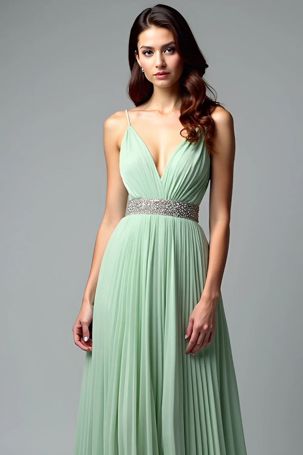 Light Green Ruched A Line Spaghetti Straps Bridesmaid Dress sold by Zapaka product image thumbnail 3