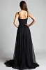 Black Spaghetti Straps A Line Pleated Long Bridesmaid Dress sold by Zapaka