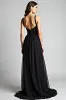 Black Spaghetti Straps A Line Pleated Long Bridesmaid Dress sold by Zapaka